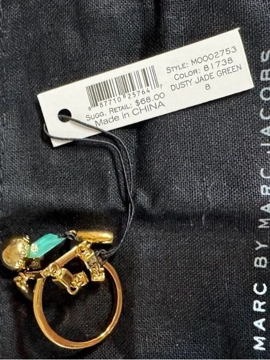 Marc By Marc Jacobs Stacked Block Figure Dusty Jade Green Ring/Size  8 -NWT - Picture 8 of 11